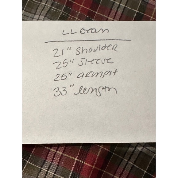 LL Bean Men's Button Down‎ Shirt Large Tall Red Green Black Plaid Long Sleeve - Picture 8 of 8